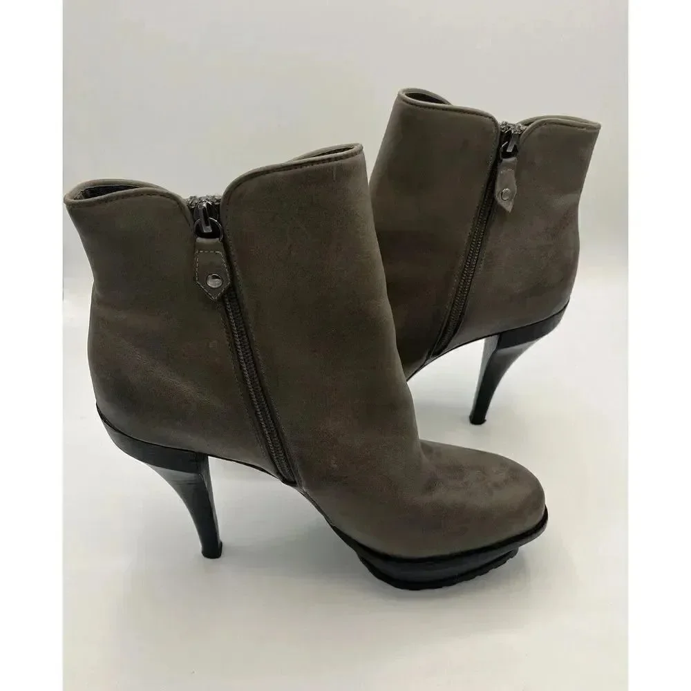 LISA for DONALD PLINER Lago US 9M Taupe Leather Platform Stiletto‎ Ankle Boots